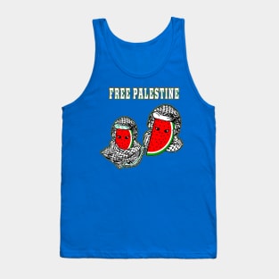 Free Palestine Watermelon Keffiyeh Couple - Front Tank Top